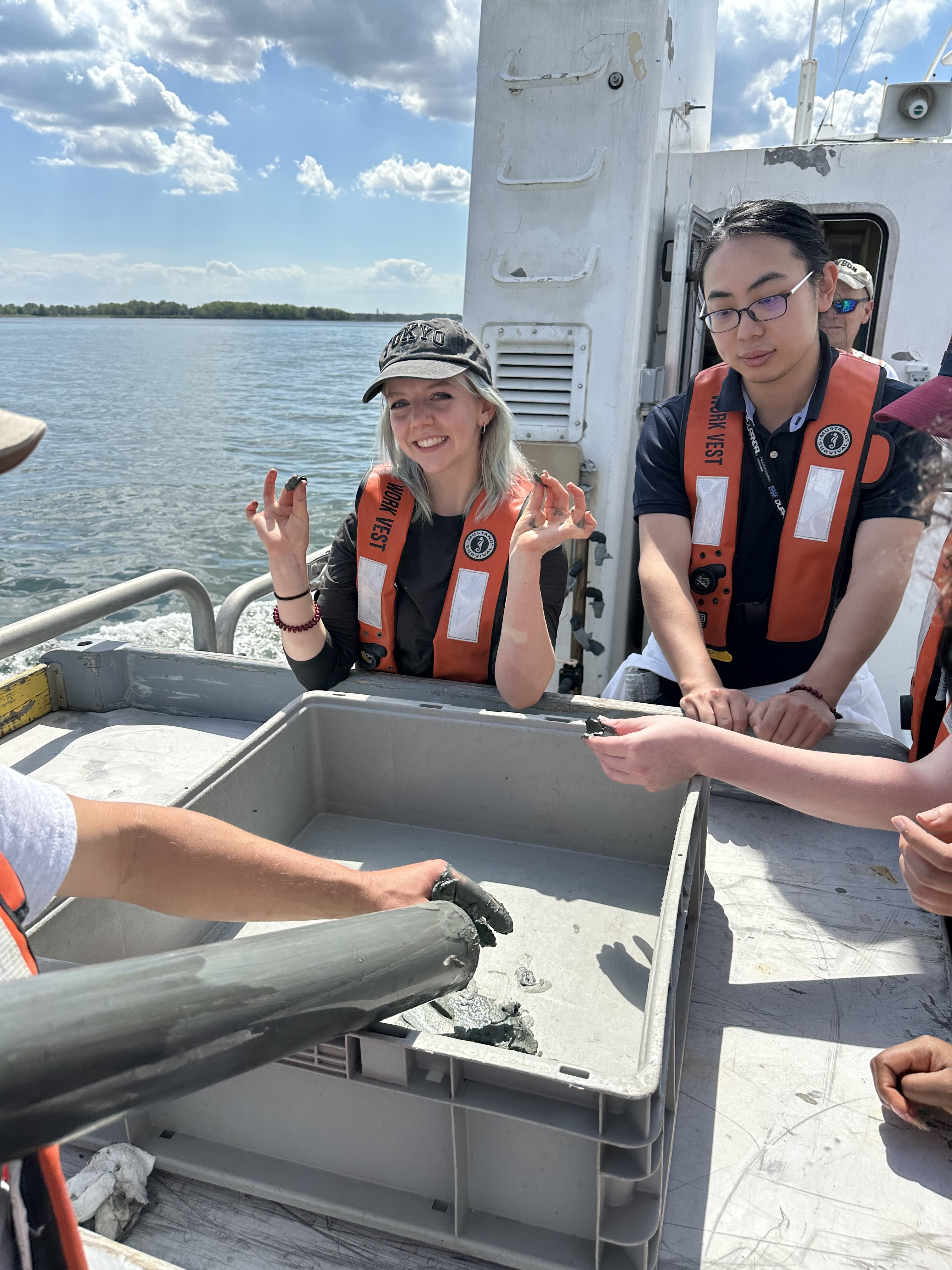 Students examining sediment