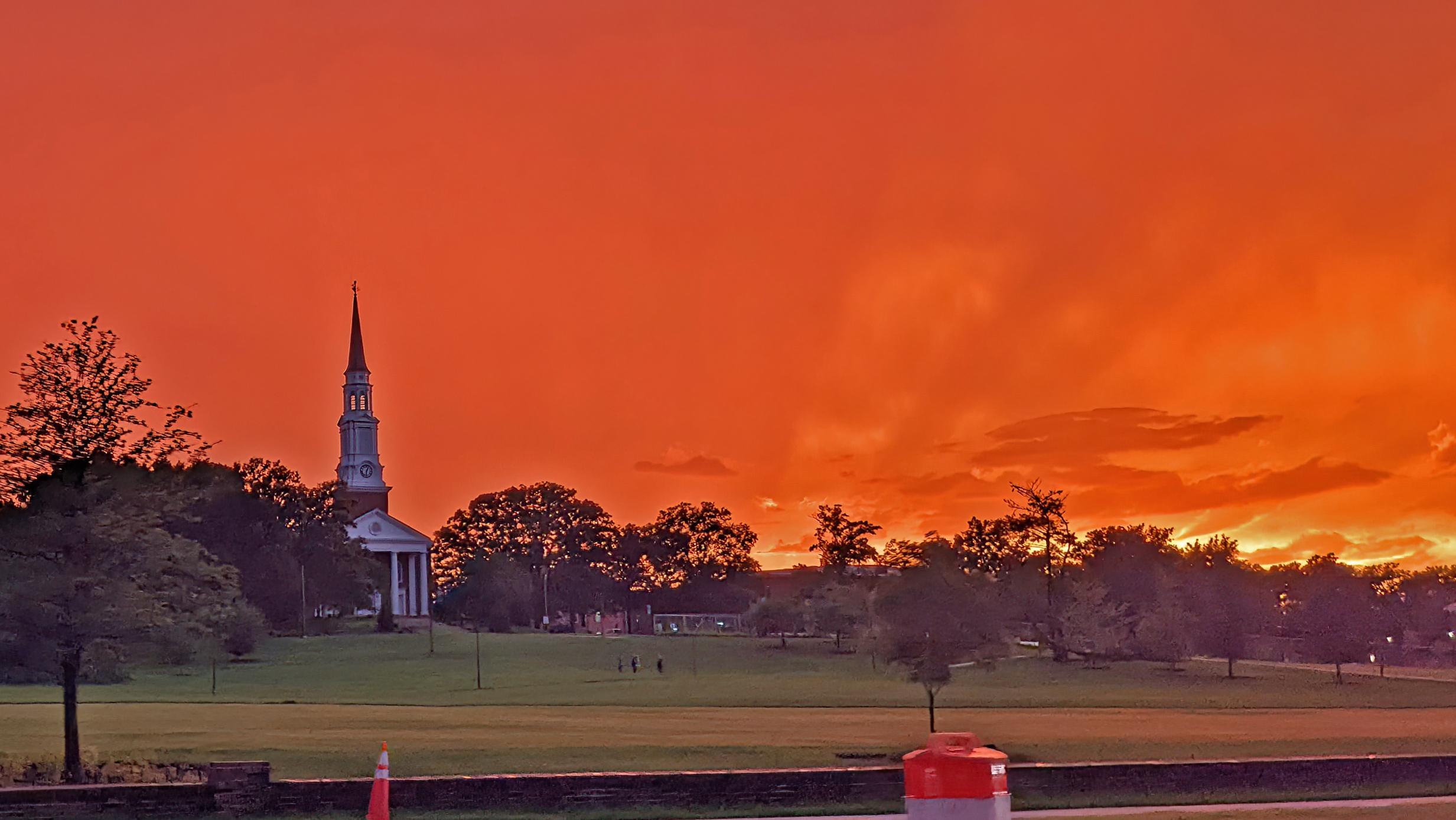 orange sky over the umd chapel