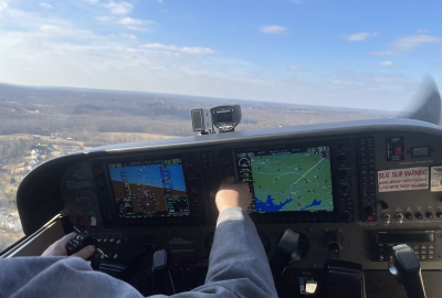 in the plane cockpit