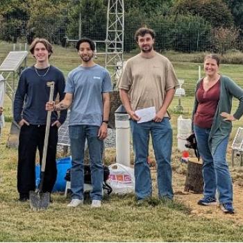 students at a field research site