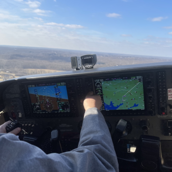 in the plane cockpit