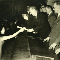 Kalnay receiving her meteorology degree from the University of Buenos Aires in 1965