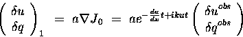 \begin{displaymath}
\left( \begin{array}
{c}
 {{\delta}u} \\  {{\delta}q}
\end{...
 ...
 {{\delta}u}^{obs} \\  {{\delta}q}^{obs}
\end{array} \right)
\end{displaymath}